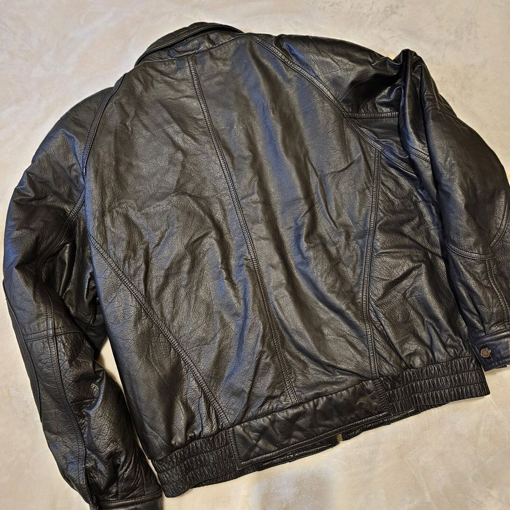 Men's Vintage Members Only Soft Black Leather Jacket Size XL - Picture 7 of 12